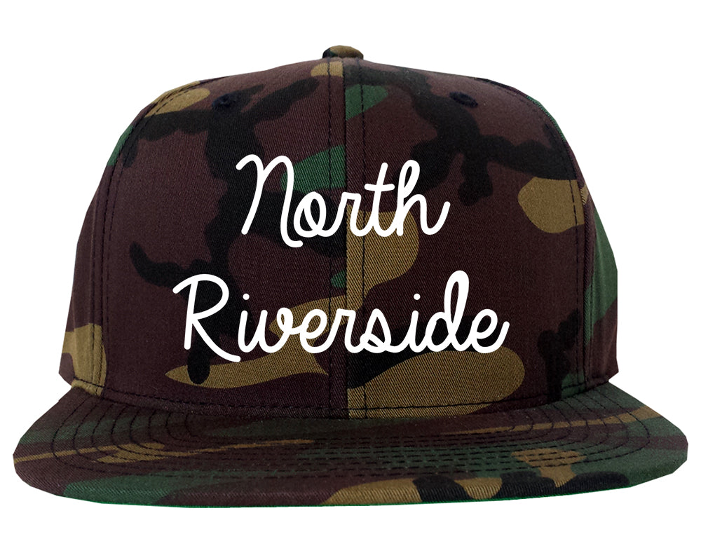 North Riverside Illinois IL Script Mens Snapback Hat Army Camo