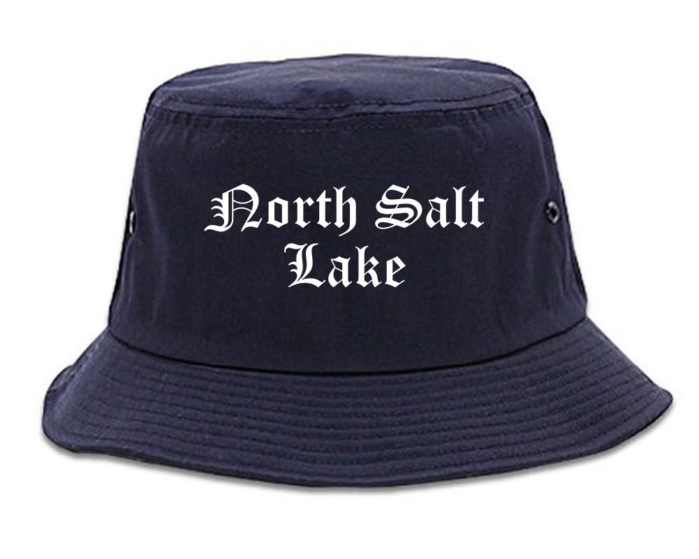 North Salt Lake Utah UT Old English Mens Bucket Hat Navy Blue
