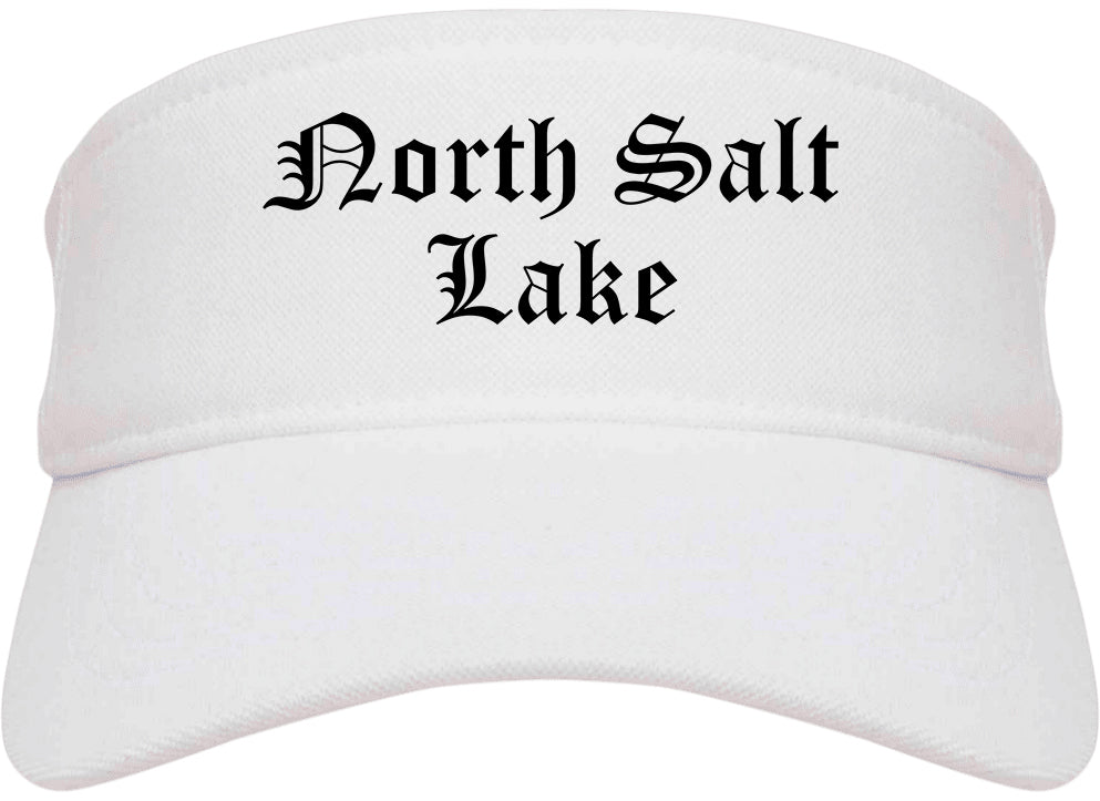North Salt Lake Utah UT Old English Mens Visor Cap Hat White