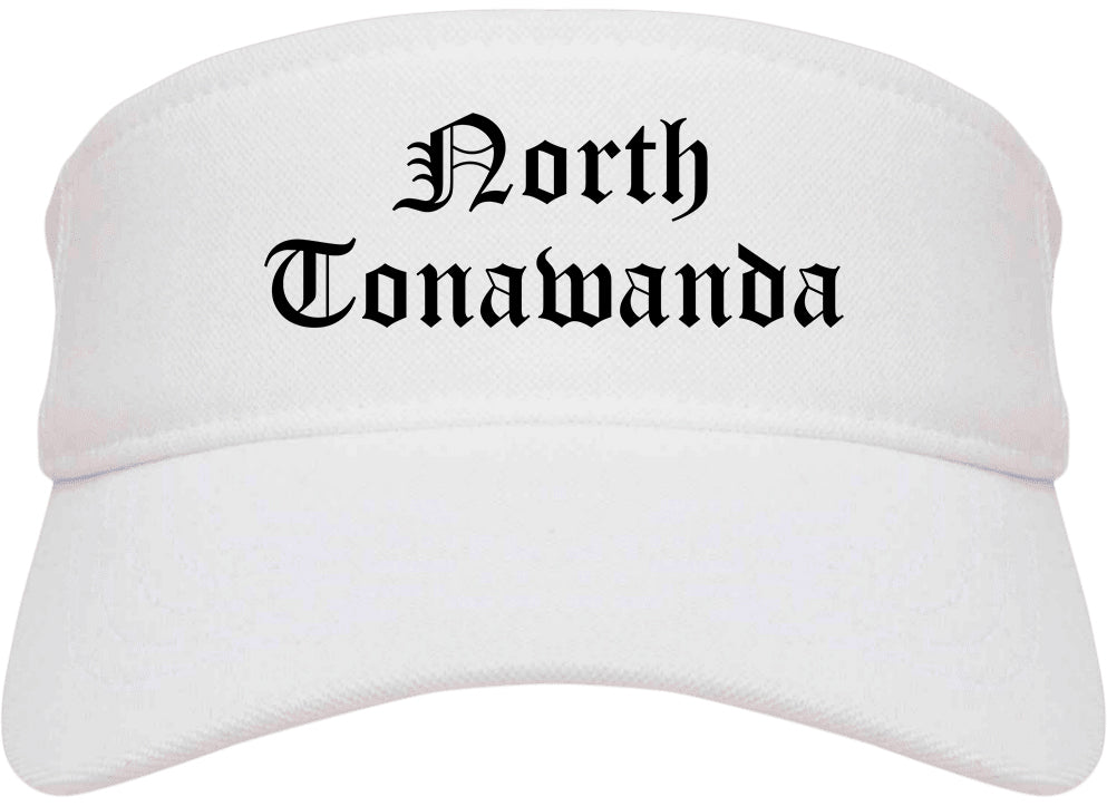 North Tonawanda New York NY Old English Mens Visor Cap Hat White