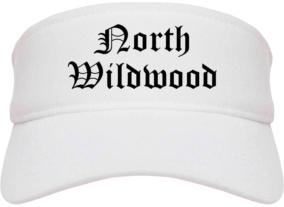 North Wildwood New Jersey NJ Old English Mens Visor Cap Hat White