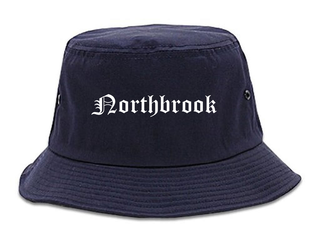 Northbrook Illinois IL Old English Mens Bucket Hat Navy Blue