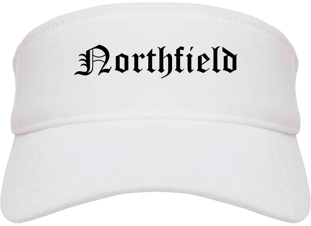 Northfield New Jersey NJ Old English Mens Visor Cap Hat White