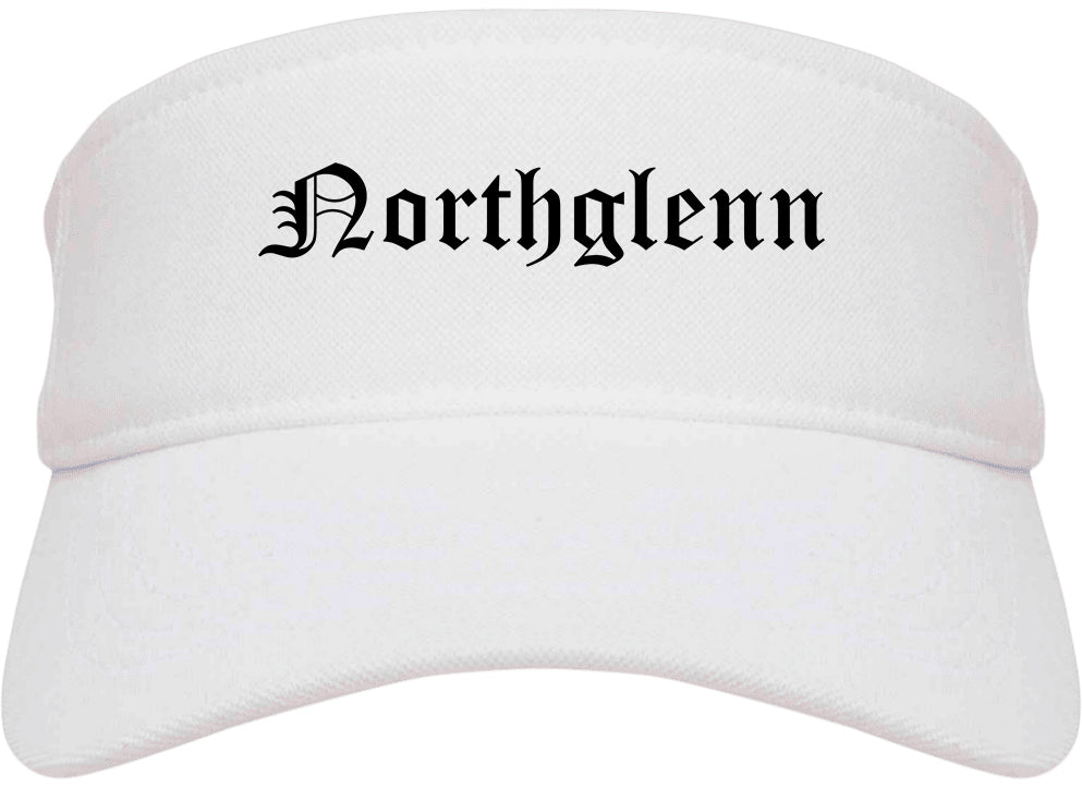 Northglenn Colorado CO Old English Mens Visor Cap Hat White