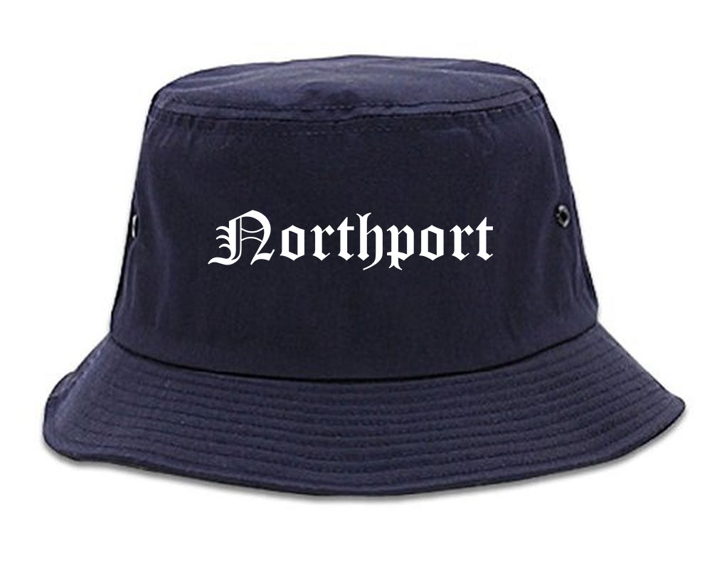 Northport Alabama AL Old English Mens Bucket Hat Navy Blue