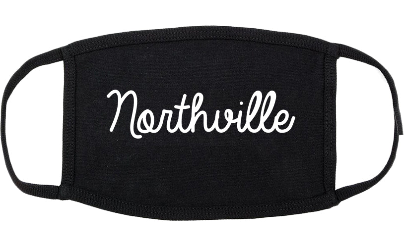Northville Michigan MI Script Cotton Face Mask Black