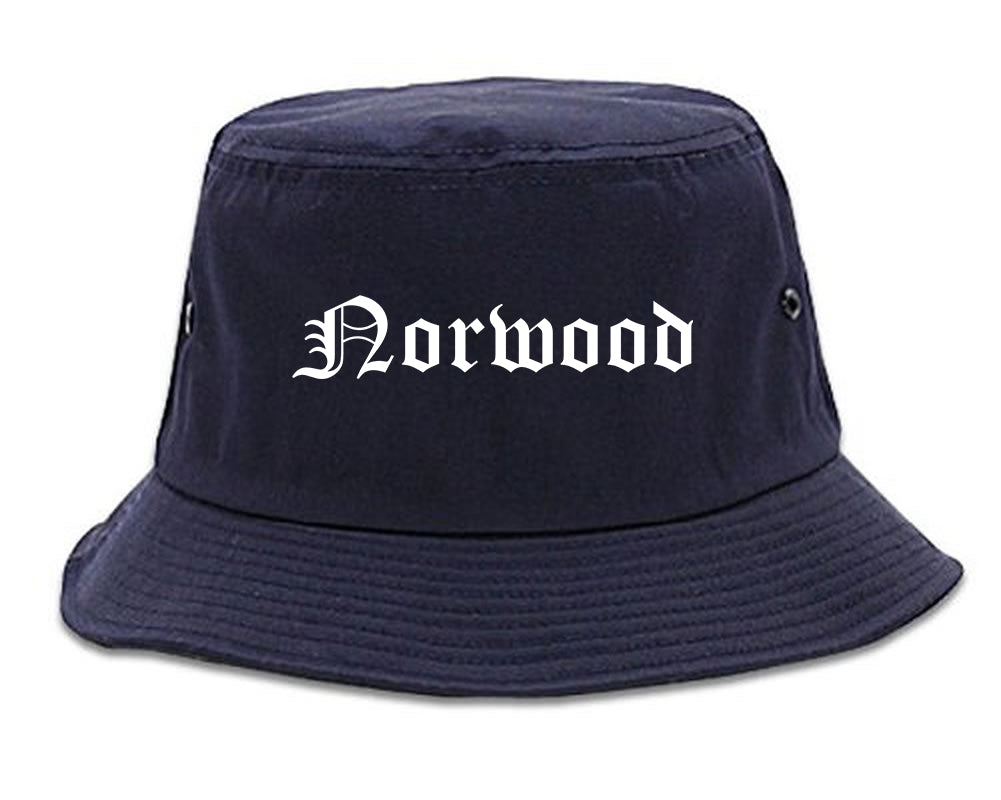 Norwood New Jersey NJ Old English Mens Bucket Hat Navy Blue