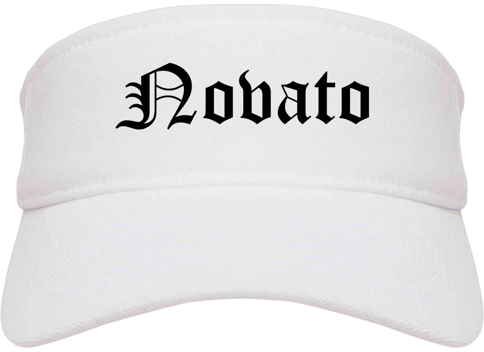 Novato California CA Old English Mens Visor Cap Hat White