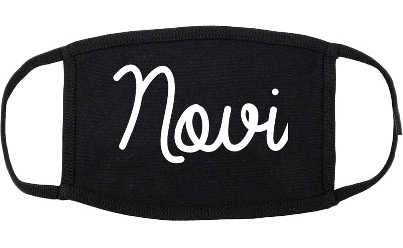 Novi Michigan MI Script Cotton Face Mask Black