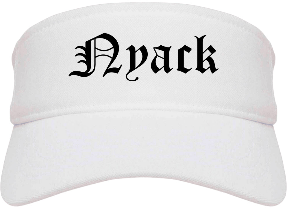 Nyack New York NY Old English Mens Visor Cap Hat White