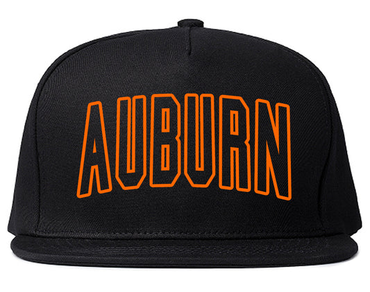 ORANGE Auburn Alabama Outline Mens Snapback Hat Black