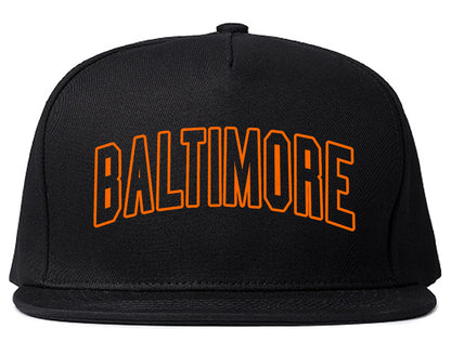 ORANGE Baltimore Maryland Outline Mens Snapback Hat Black