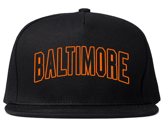 ORANGE Baltimore Maryland Outline Mens Snapback Hat Black