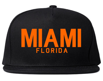 ORANGE Miami Florida Mens Snapback Hat Black