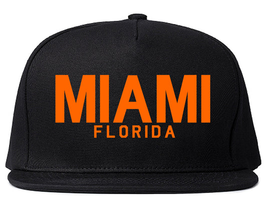 ORANGE Miami Florida Mens Snapback Hat Black