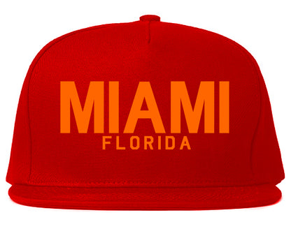 ORANGE Miami Florida Mens Snapback Hat Red