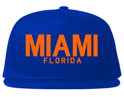 ORANGE Miami Florida Mens Snapback Hat Royal Blue