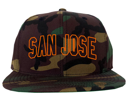 ORANGE San Jose California Outline Mens Snapback Hat Camo