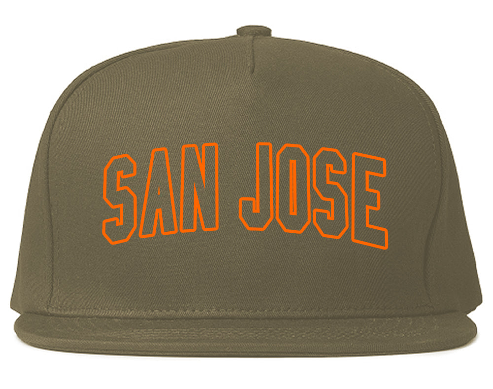 ORANGE San Jose California Outline Mens Snapback Hat Grey