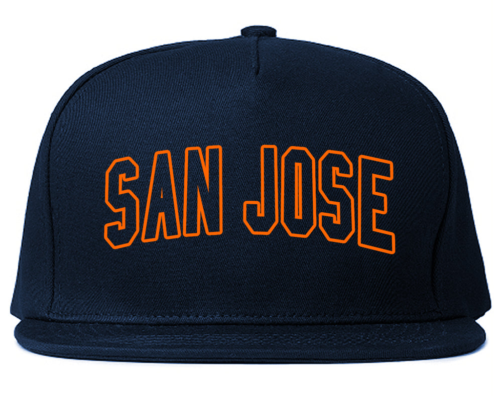 ORANGE San Jose California Outline Mens Snapback Hat Navy Blue