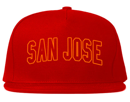 ORANGE San Jose California Outline Mens Snapback Hat Red