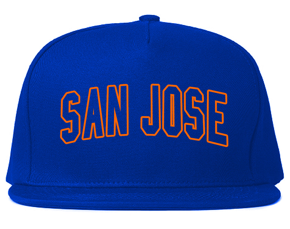 ORANGE San Jose California Outline Mens Snapback Hat Royal Blue