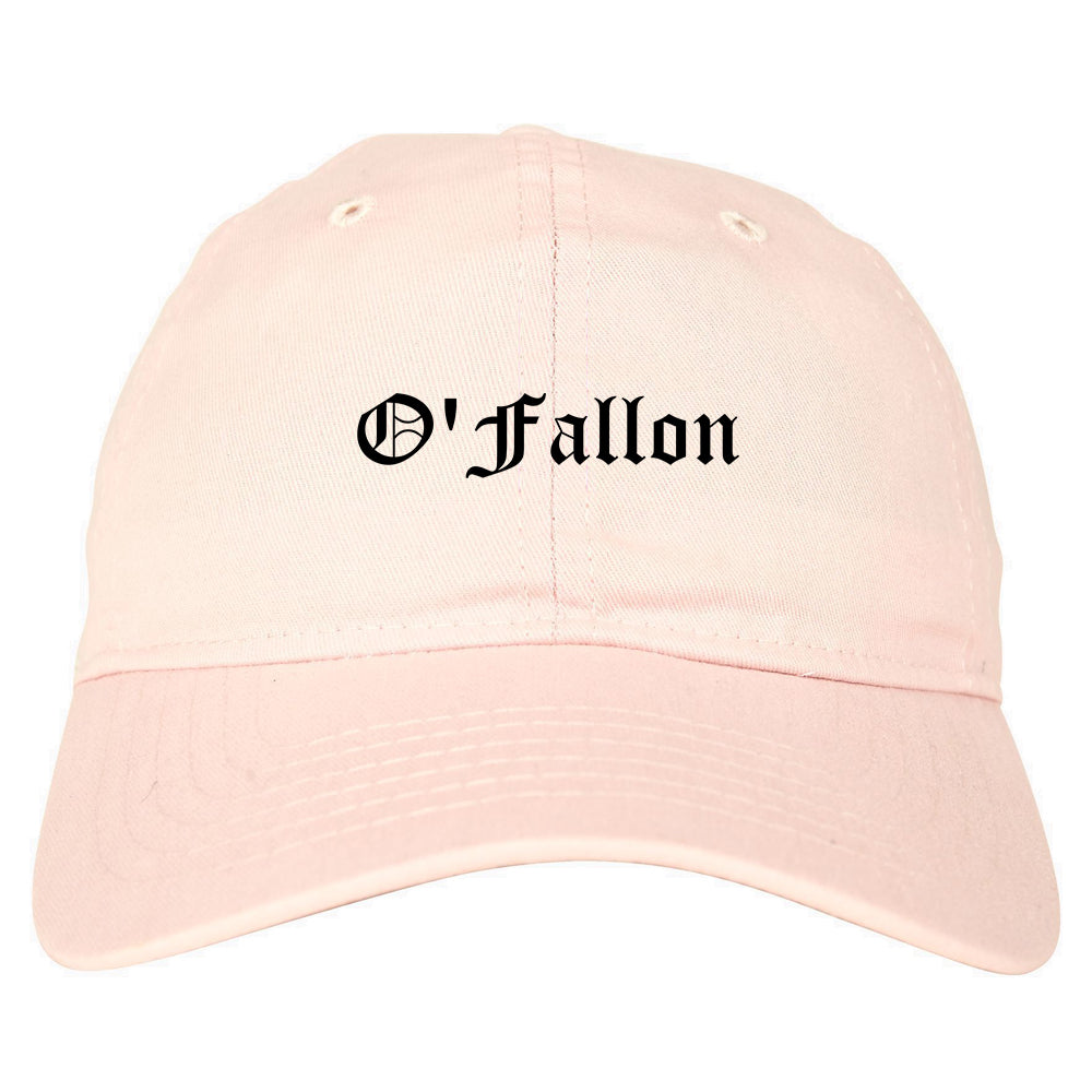 O'Fallon Illinois IL Old English Mens Dad Hat Baseball Cap Pink
