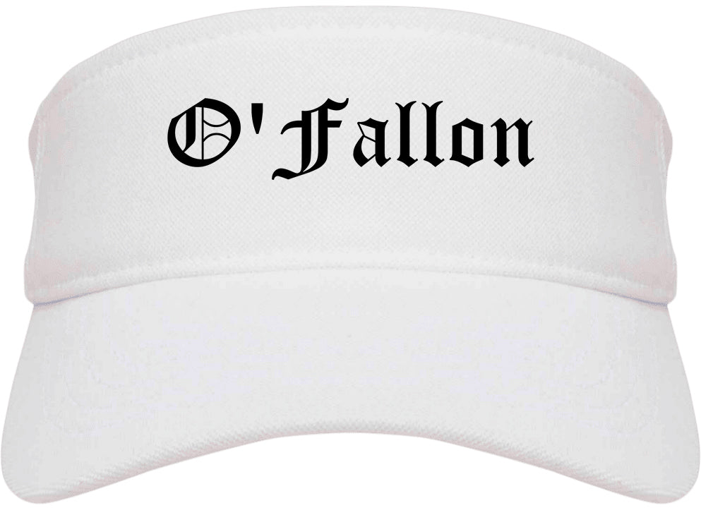 O'Fallon Missouri MO Old English Mens Visor Cap Hat White