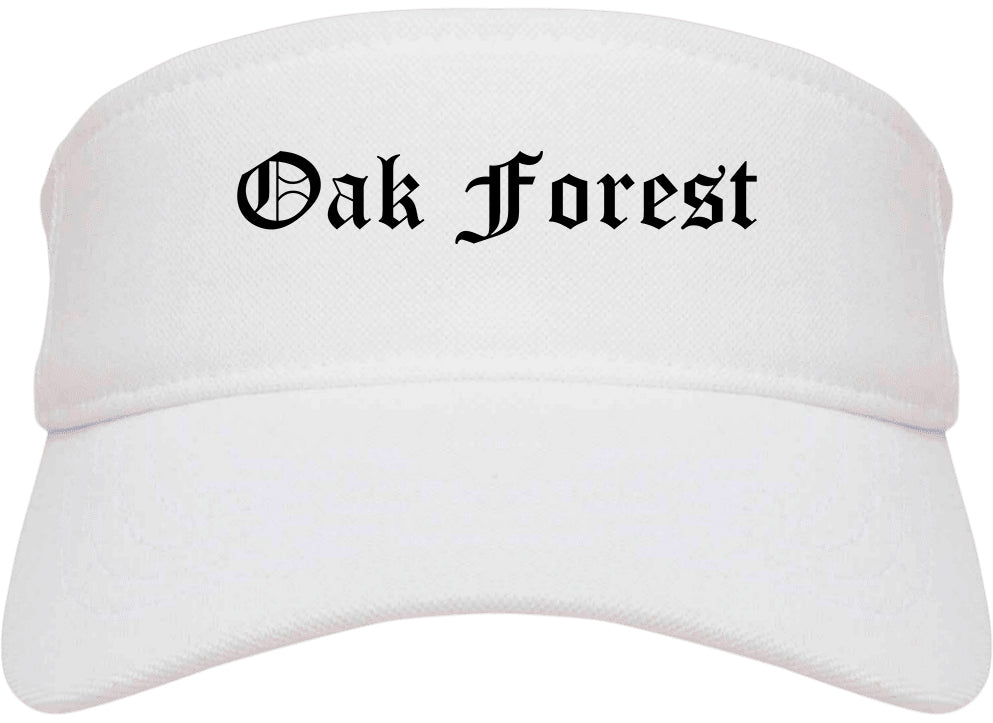 Oak Forest Illinois IL Old English Mens Visor Cap Hat White