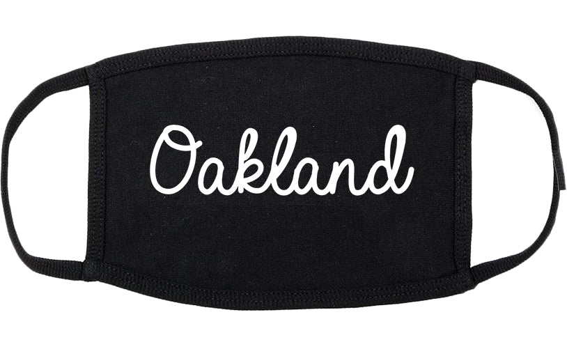 Oakland New Jersey NJ Script Cotton Face Mask Black