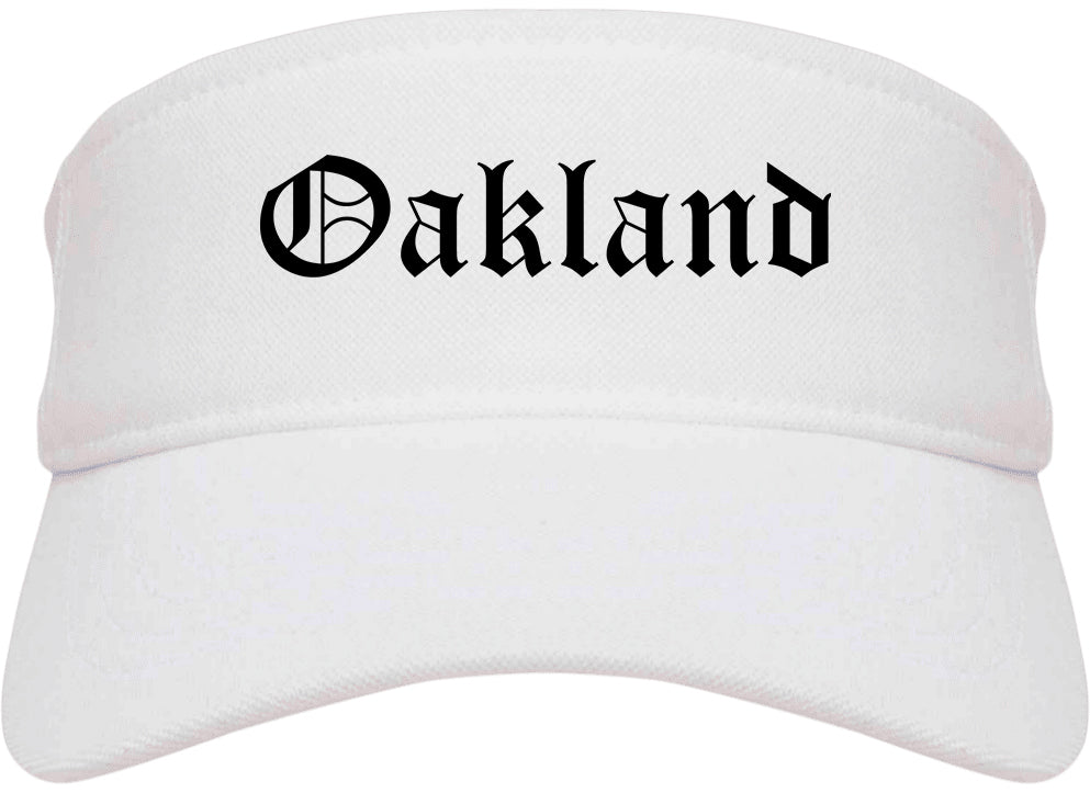 Oakland New Jersey NJ Old English Mens Visor Cap Hat White