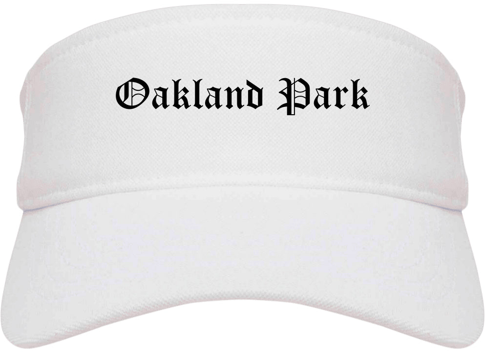Oakland Park Florida FL Old English Mens Visor Cap Hat White