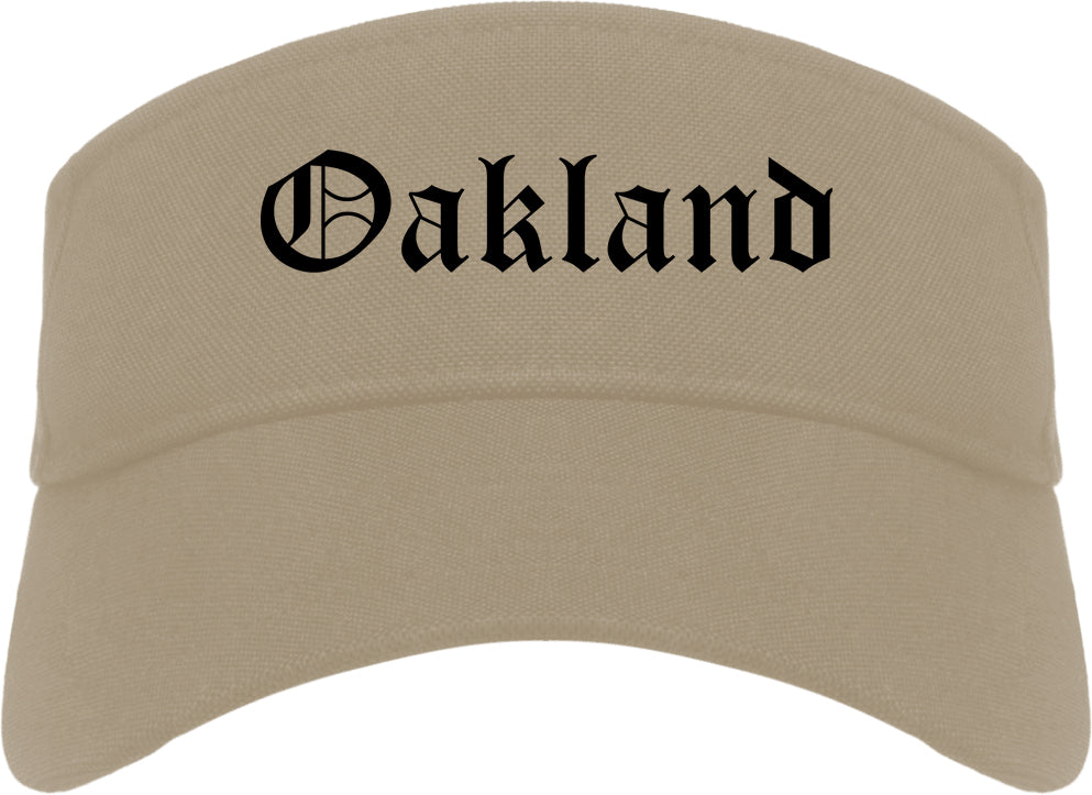 Oakland Tennessee TN Old English Mens Visor Cap Hat Khaki