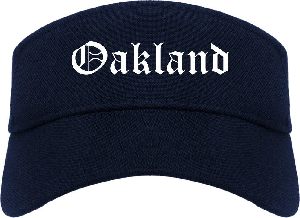 Oakland Tennessee TN Old English Mens Visor Cap Hat Navy Blue