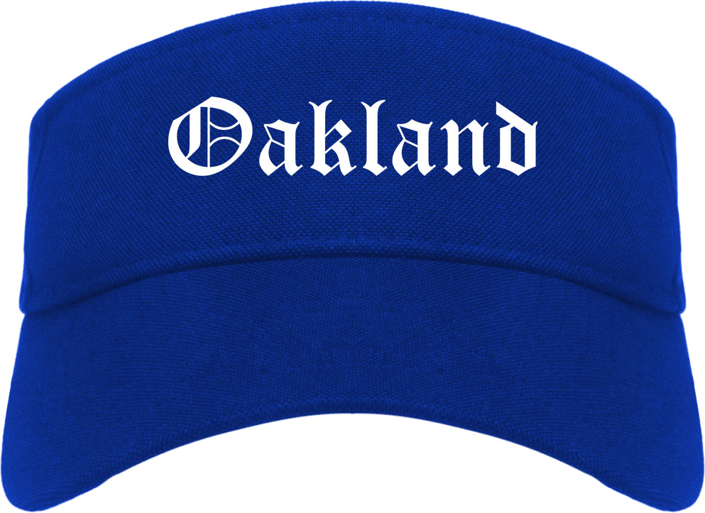 Oakland Tennessee TN Old English Mens Visor Cap Hat Royal Blue