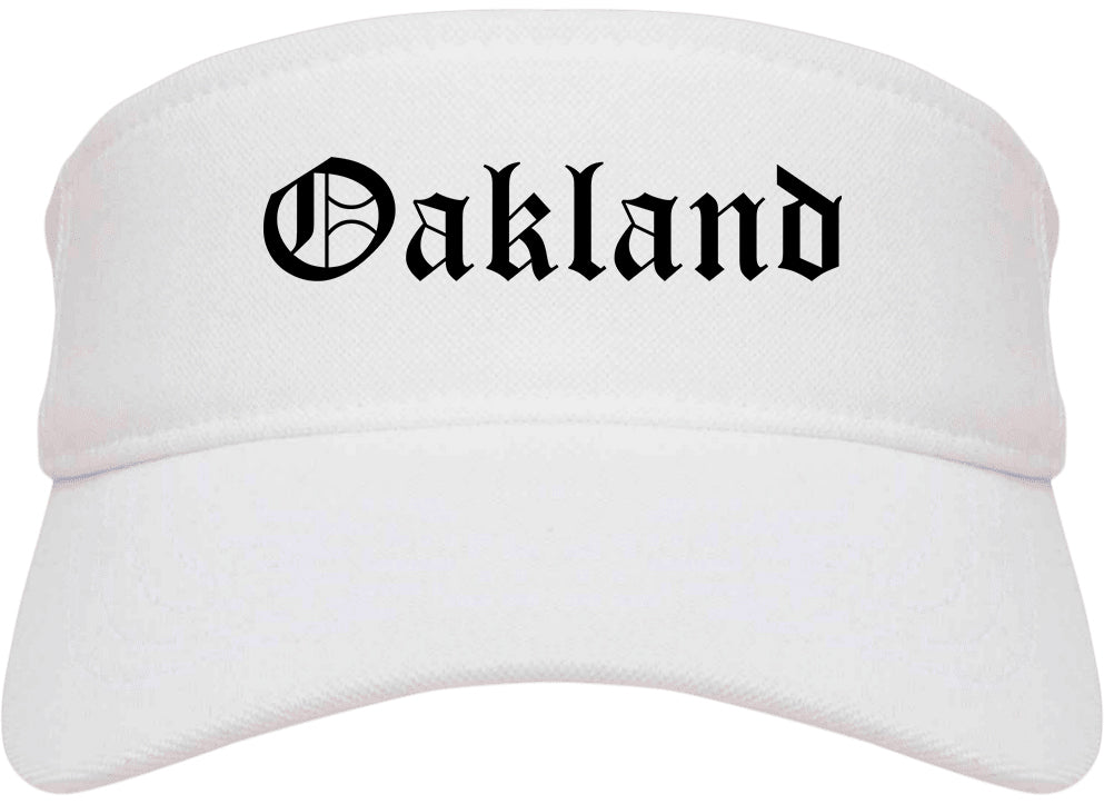 Oakland Tennessee TN Old English Mens Visor Cap Hat White