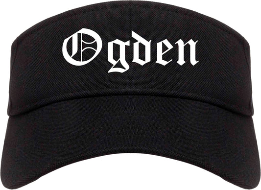 Ogden Utah UT Old English Mens Visor Cap Hat Black