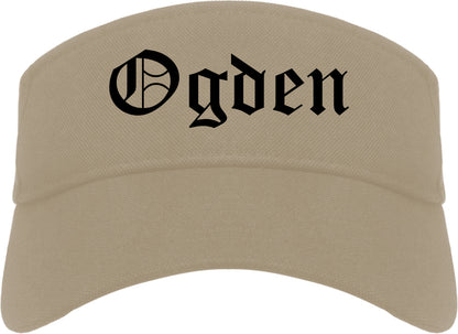 Ogden Utah UT Old English Mens Visor Cap Hat Khaki