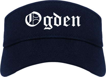 Ogden Utah UT Old English Mens Visor Cap Hat Navy Blue