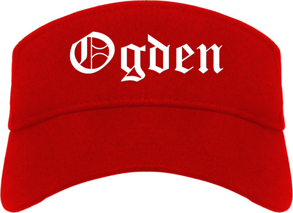 Ogden Utah UT Old English Mens Visor Cap Hat Red