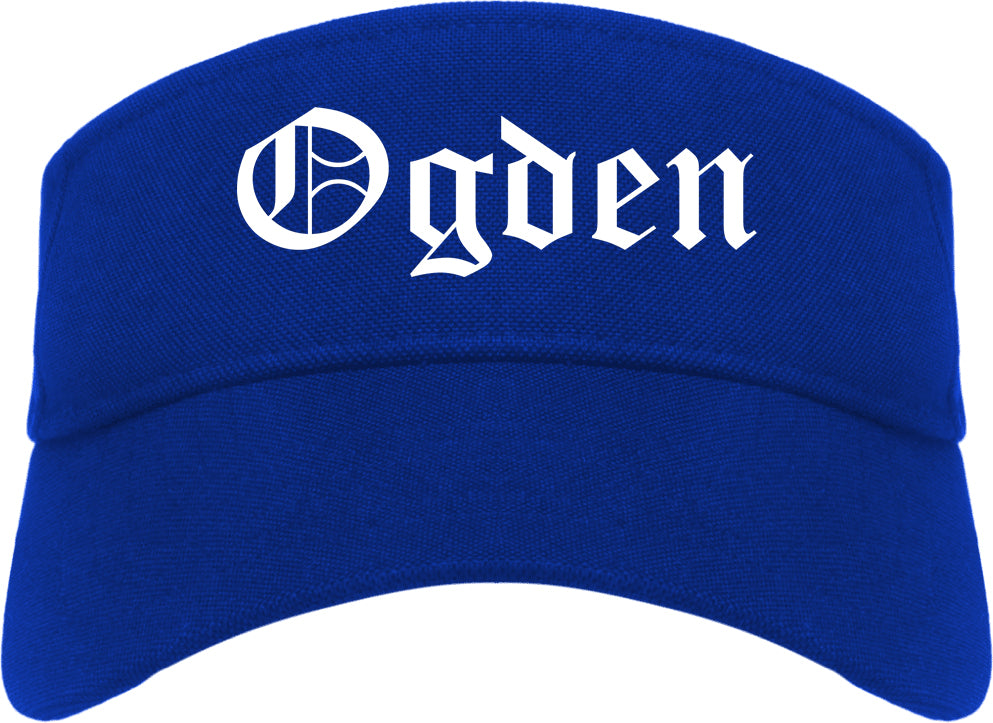 Ogden Utah UT Old English Mens Visor Cap Hat Royal Blue