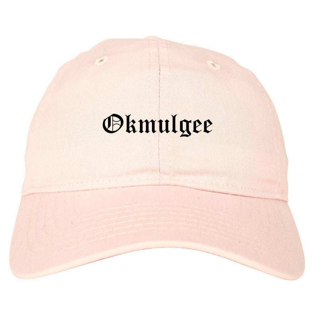 Okmulgee Oklahoma OK Old English Mens Dad Hat Baseball Cap Pink