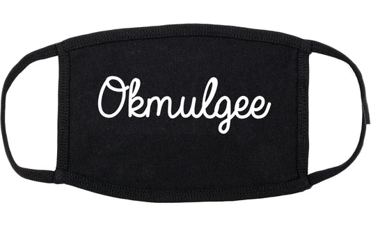 Okmulgee Oklahoma OK Script Cotton Face Mask Black