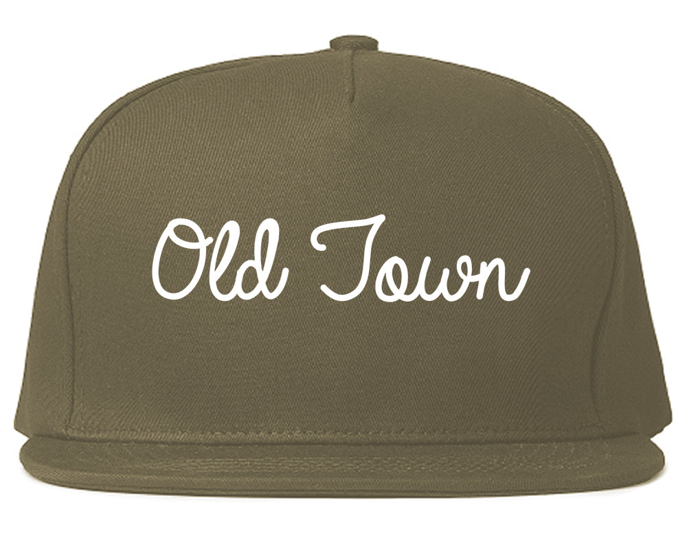 Old Town Maine ME Script Mens Snapback Hat Grey