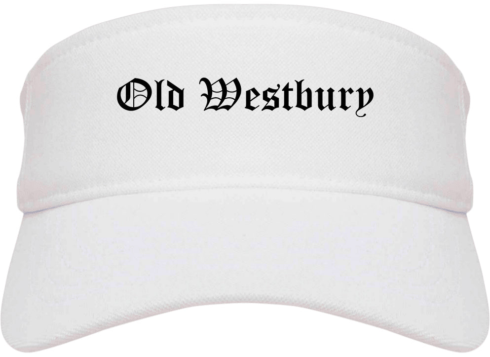 Old Westbury New York NY Old English Mens Visor Cap Hat White