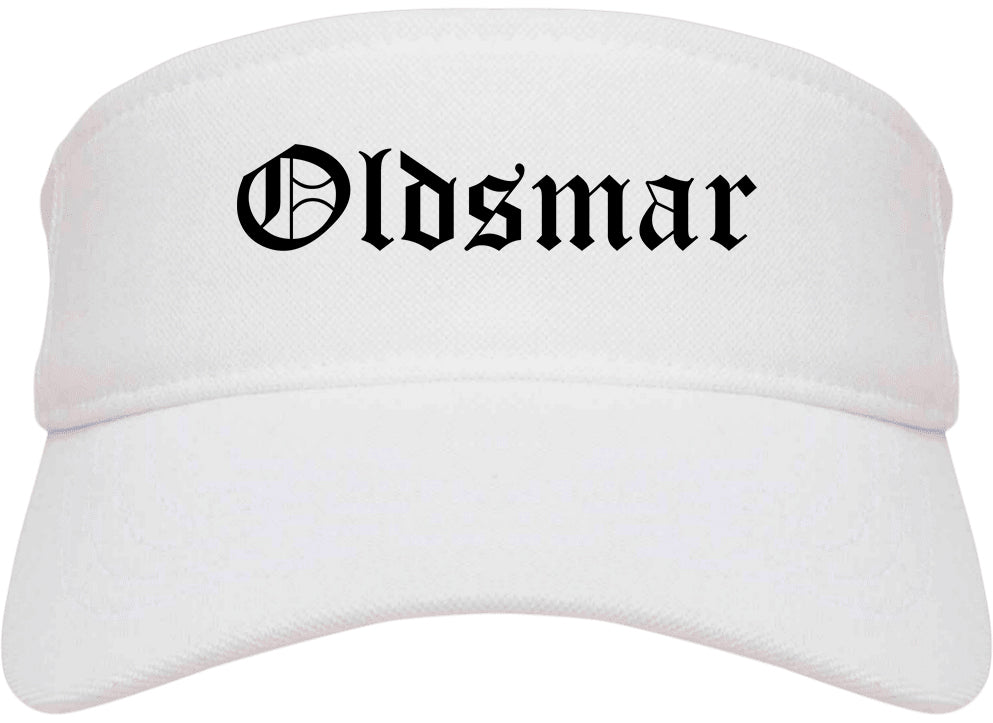 Oldsmar Florida FL Old English Mens Visor Cap Hat White