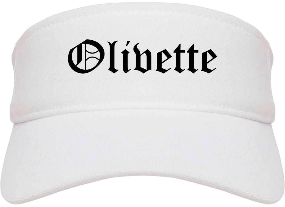 Olivette Missouri MO Old English Mens Visor Cap Hat White