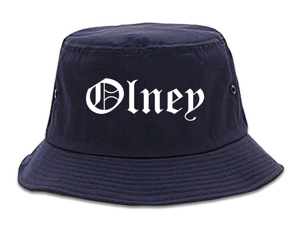 Olney Illinois IL Old English Mens Bucket Hat Navy Blue