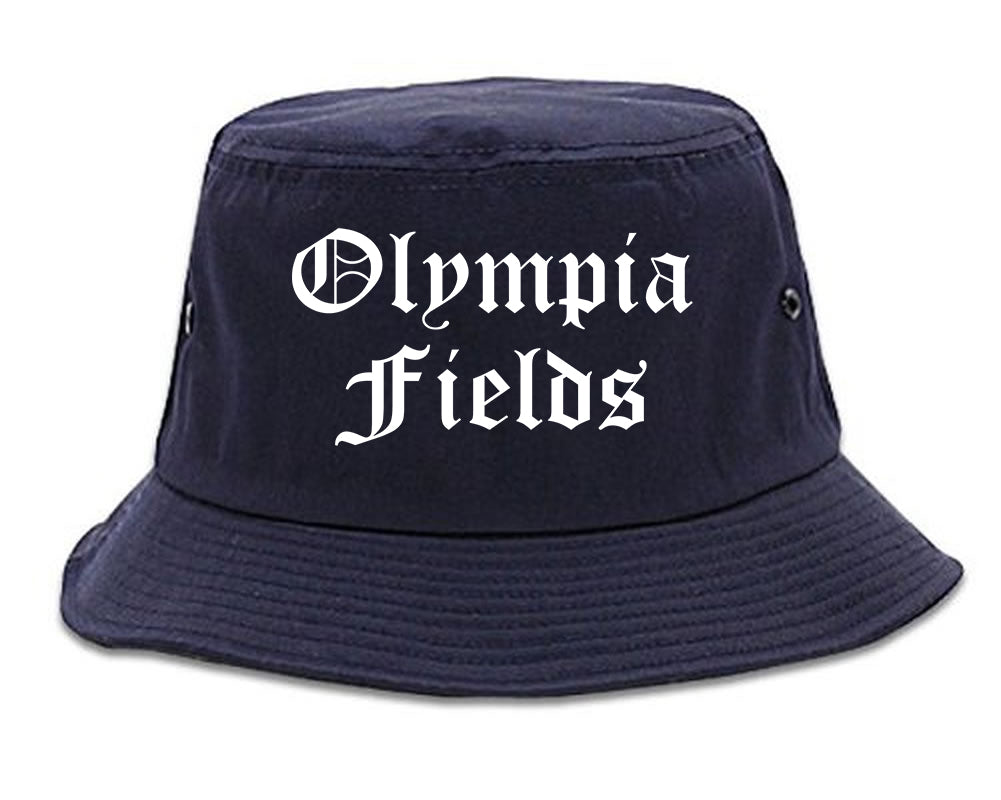 Olympia Fields Illinois IL Old English Mens Bucket Hat Navy Blue