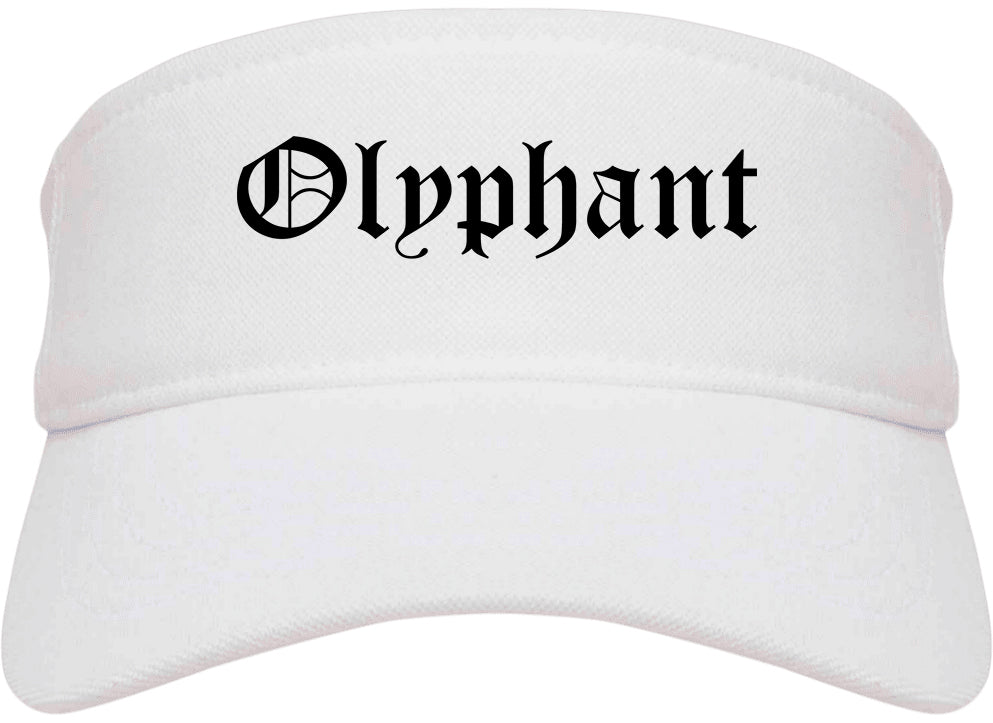 Olyphant Pennsylvania PA Old English Mens Visor Cap Hat White